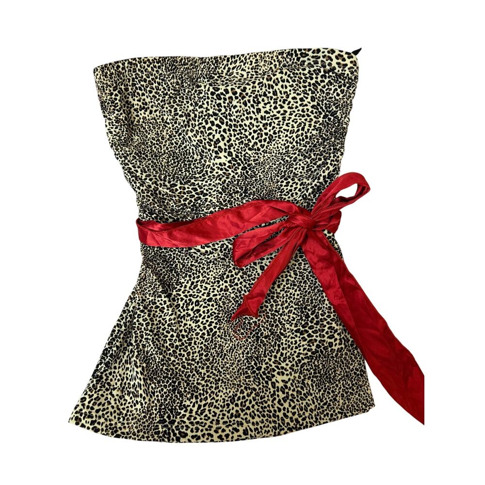 Vintage Y2K Cheetah Print Tube‎ Top Pretty good Size M/L Waist Bow